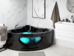 MAXISHOP Italia Collection Cada de colt LED cu hidromasaj TOCOA 190 x 150 cm Negru