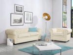 MAXISHOP Italia Collection Canapea cu 3 locuri CHESTERFIELD Piele naturala Bej deschis Canapea