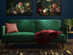 MAXISHOP Italia Collection Canapea extensibila cu 3 locuri SENJA Catifea Verde smarald Canapea