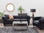 MAXISHOP Italia Collection Canapea cu 3 locuri CHESTERFIELD Catifea Negru Canapea