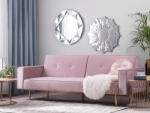 MAXISHOP Italia Collection Canapea extensibila cu 3 locuri VISNES Catifea Roz Canapea