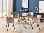 MAXISHOP Italia Collection Masa de dining MARAMO Auriu 120 cm 120 cm Sticla securizata