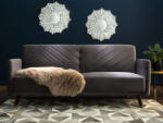 MAXISHOP Italia Collection Canapea extensibila cu 3 locuri SENJA Catifea Gri Canapea