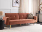 MAXISHOP Italia Collection Canapea extensibila cu 3 locuri VISNES Catifea Maro auriu Canapea