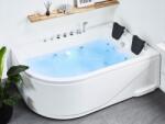 MAXISHOP Italia Collection Cada de colt LED cu hidromasaj CALAMA Stanga 180 x 120 cm Alb