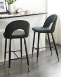 MAXISHOP Italia Collection Set de 2 scaune de bar FALTON Catifea Negru