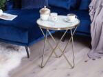 MAXISHOP Italia Collection Masa laterala MERIDIAN Sticla securizata Marmura Auriu Masa de cafea