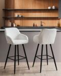 MAXISHOP Italia Collection Set de 2 scaune de bar CASMALIA Boucle Alb-murdar