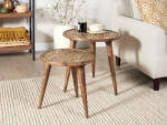 MAXISHOP Italia Collection Set de 2 mese laterale RANJA Lemn de mango Maro inchis Masa de cafea