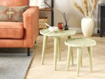 MAXISHOP Italia Collection Set de 2 mese laterale MAHARO Lemn de mango Verde deschis Masa de cafea