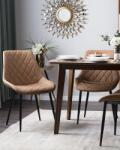 MAXISHOP Italia Collection Set de 2 scaune dining MARIBEL Piele ecologica Maro auriu