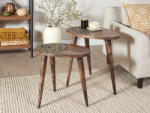 MAXISHOP Italia Collection Set de 2 mese laterale KHETUA Lemn de mango Maro Masa de cafea