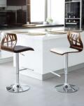MAXISHOP Italia Collection Set de 2 scaune de bar PETERSBURG Piele ecologica Pivotant Maro Alb