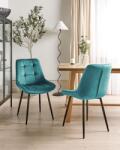 MAXISHOP Italia Collection Set de 2 scaune dining MELROSE Catifea Turcoaz