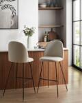 MAXISHOP Italia Collection Set de 2 scaune de bar ARCOLA Catifea Alb-murdar