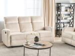 MAXISHOP Italia Collection Canapea cu recliner manual cu 3 locuri VERDAL Catifea Alb-murdar Canapea