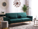 MAXISHOP Italia Collection Canapea extensibila cu 3 locuri EINA Catifea Verde smarald Canapea