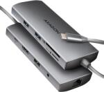 AXAGON USB концентратор AXAGON HMC-8HLSA, USB-C 3.2 Gen 1, 3x USB-A, HDMI 4K/30Hz, Gigabit Ethernet, SD/microSD, 3.5mm Audio, PD 100W - 8595247907523 (HMC-8HLSA)