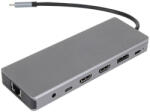 Vcom Докинг станция VCom CU4706, 13-в-1 USB-C, 2x HDMI, DisplayPort, 3x USB 3.0, RJ45, SD/TF четец, 100W PD (CU4706)
