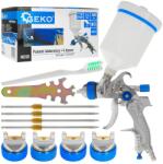 GEKO HVLP festékszóró pisztoly 600ml + 4 fúvóka (1.4-1.7-2.0-2.5mm) (G03121)