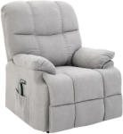 HOMCOM Dönthető masszázsfotel emelési segítséggel, USB porttal, bársony, szürke (700-119V01GY)