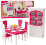 LEAN Toys Baba Étkezőgarnitúra: Asztal, Székek, Tálalószekrény, Tányérok