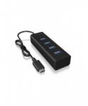 RaidSonic Icy Box USB Hub, 4 порта, USB 3.0, USB-C, Plug&Play, Алуминий, Черен