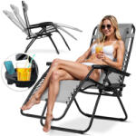 Sofotel Napozóágy, Sofotel ChillWell, szürke, 110 x 102 x 60 cm, összecsukható, párnázott, italtartóval, teherbírás: 120 kg (TE286301)