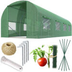 Plonos Fóliasátor vázzal, Plonos 4917-B, zöld, 300 x 450 x 200 cm, bejárható, 13, 5 m2, UV4 védelem, 140 g/m2 PE fólia, 8 ablak, szúnyoghálóval, fém váz, cipzáras bejárat (TE4917-B)