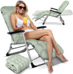 Sofotel Napozóágy, Sofotel ChillWell, zöld, 95 x 98 x 60 cm, összecsukható, párnázott, fekvő helyzetbe dönthető, teherbírás: 120 kg (TE286403)