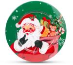 Family Collection Karácsonyi tálca, fém, Mikulás mintával, zöld, 33 cm, 58961B