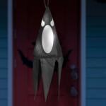 Family Halloween-i világító dekoráció - szellem - fekete - 10 színes LED - akasztható - 2 x 2032 - 75x20 cm, 56598C