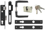 ANBO komplett portálzár szett kilinccsel 4 cm 1231 fekete224x40x22mm zár, kilincs, 3 db kulcs (1530179)