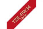Brother TZE-RW34, Banda Etichete Laminata Tip Panglica, Auriu Pe Rosu Bordeaux, 12MM (TZERW34_OEM)