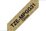 Brother TZE-MPGG31, Banda Etichete Laminata Cu Model, Negru Pe Auriu Geometric, 12MM (TZEMPGG31_OEM)