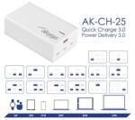 Akyga AK-CH-25 USB-s töltőkészülék 140 W 3x USB-C®, 1x USB-A Power Delivery Beltér (AK-CH-25)