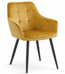  Étkezőszék VARSI VELVET fekete lábakkal, mustárszínű