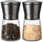 Malatec Üveg kézi só- és borsdaráló, precíz őrléssel, 2 darabos készlet