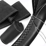 Agmi Kormányvédő Huzat Fekete Perforált Cérna Szürke Kormányszegély