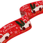 Family Collection Karácsonyi szalag - piros - 60 x 6, 3 cm (58584A)