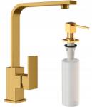 Granitan Nook konyhai csaptelep arany, négyzet alakú mosogató folyadék adagolóval (ZŁOTA NOOK)