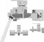 Granitan Kádtöltő csaptelep Fali fürdőszobai Négyzet Alakú ezüst Caro tömlőcsatlakozó (WANNOWA ŚCIENNA CARO)