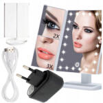  Sminktükör LED-es megvilágított Kozmetikai Álló Nagyító 3X! (LUST-3X-22-BIALE-MAX)
