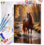 EdiBazzar Festmény Számok szerint 40x50 cm Vászonkép Kerettel Ajándék (Malowanie Po Numerach 40x50 koń jesień potok) - allegro - 2 555 Ft