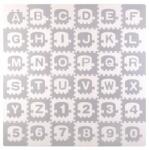 RicoKids Habszivacs szőnyeg 36 db 30x30cm Betűk fehér-szürke (5902854518814)