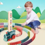 Car Boy Co Ltd Japan Tren domino electric pentru copii - joc educativ cu 60 piese