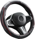 Autolife DW-5056R Valódi bőr kormányvédő szellőző lyukacsos Piros betétes mintával (01983) - autolife