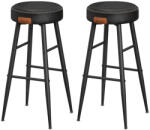 VASAGLE ECHO Bárszék 2 db, varrott műbőr borítás, fekete, 76 cm magas - edeco