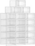 SONGMICS Cipőtartó egymásra rakható cipősdobozok, műanyag cipőrendező, átlátszó