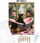  Pimasz párduc a kádban - számfestő készlet - 80×100 cm (Keret nélkül)